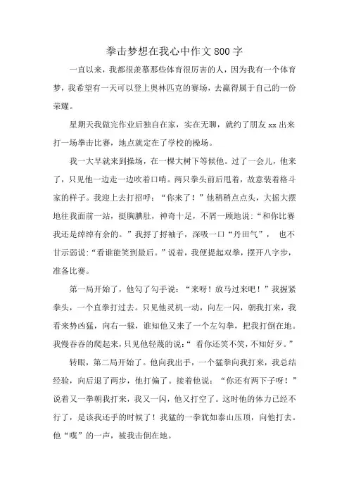 拳击梦想在我心中作文800字