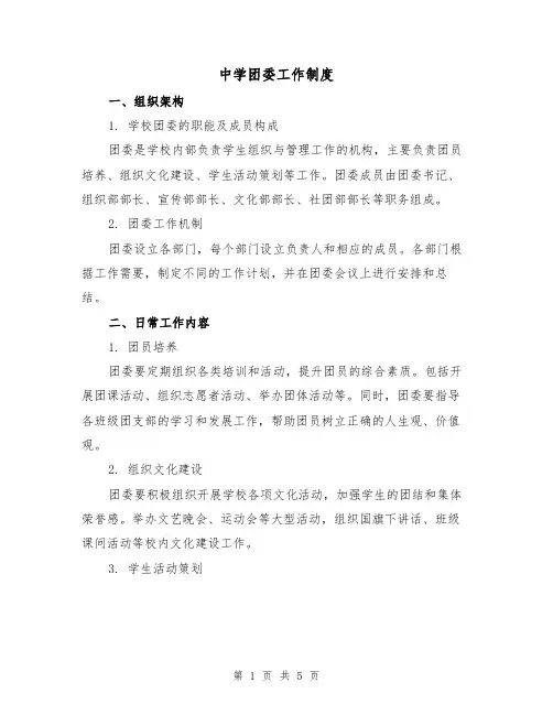 中学团委工作制度(二篇)