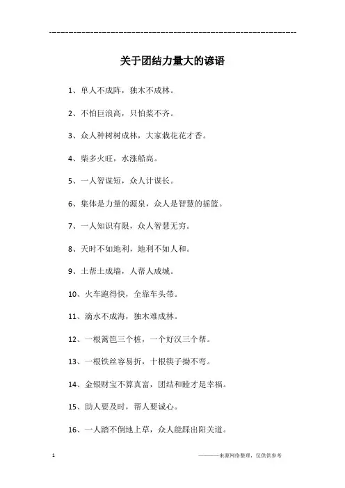 关于团结力量大的谚语