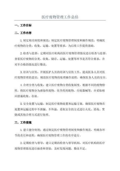 医疗废物管理工作总结