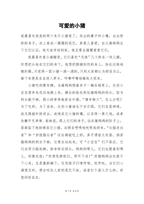 可爱的小猪_五年级作文