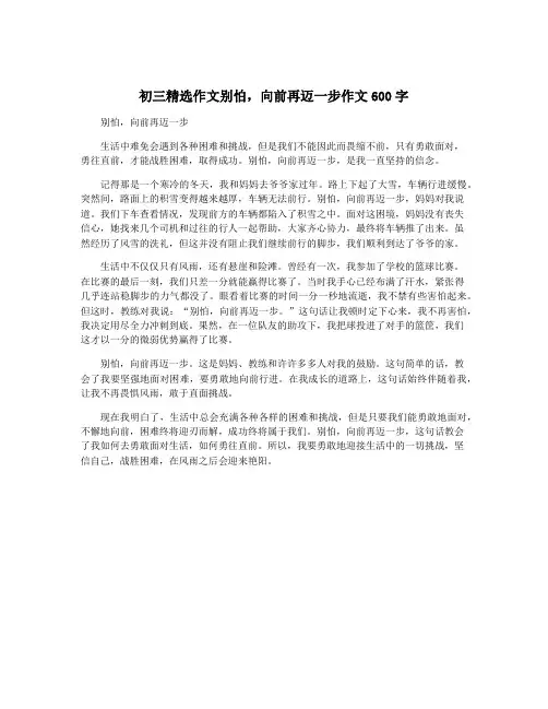 初三精选作文别怕,向前再迈一步作文600字