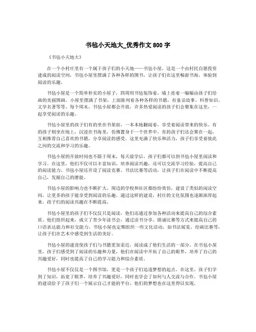书毡小天地大_优秀作文800字