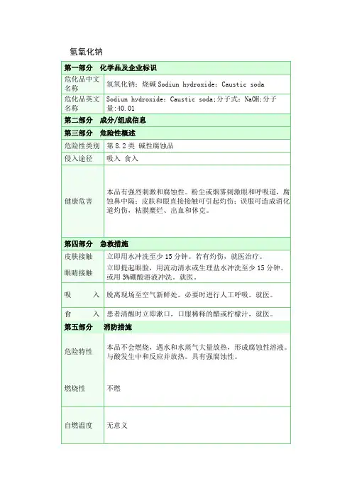 氢氧化钠安全技术说明书