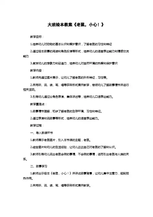 大班绘本教案《老鼠,小心!》