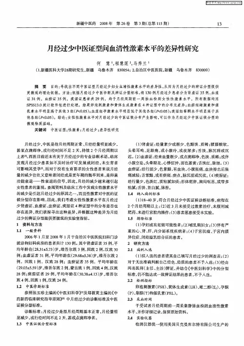 月经过少中医证型间血清性激素水平的差异性研究