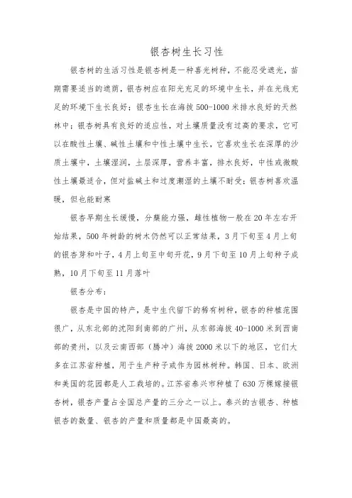 银杏树生长习性