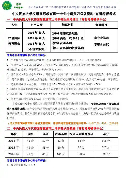 中央民族大学汉硕考研真题状元笔记学长经验复习资料-育明考研考博