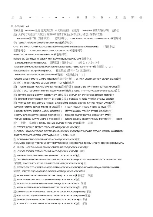windows正版系统+正版密钥
