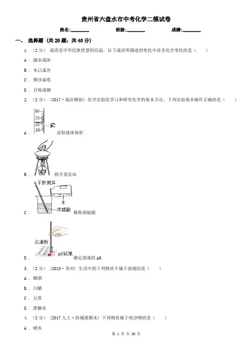 贵州省六盘水市中考化学二模试卷