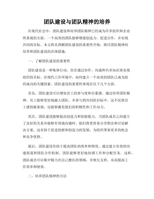 团队建设与团队精神的培养
