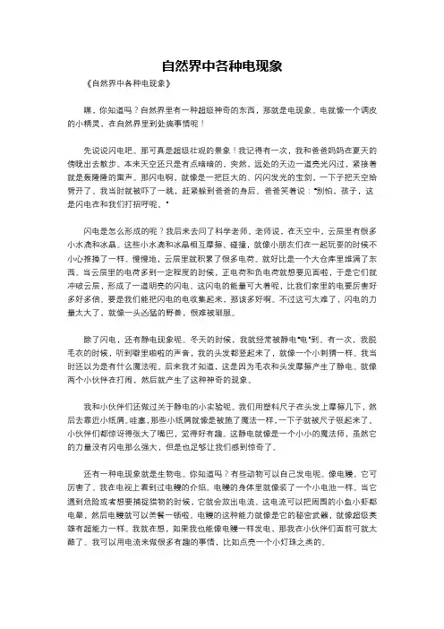 自然界中各种电现象