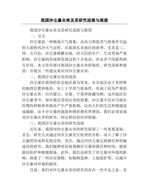 我国沙尘暴灾害及其研究进展与展望