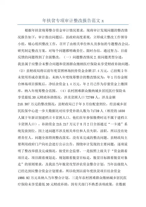 年扶贫专项审计整改报告范文x