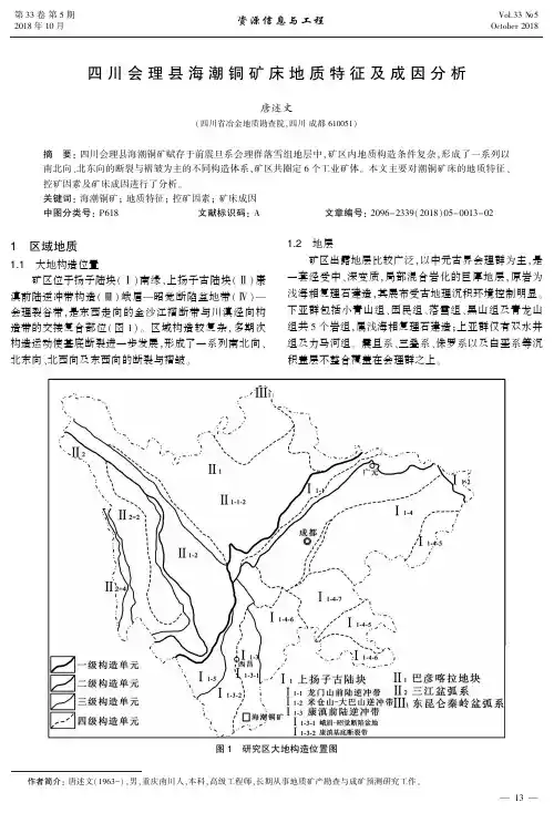四川会理县海潮铜矿床地质特征及成因分析