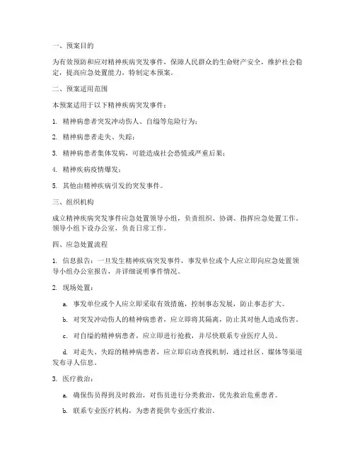 精神疾病突发事件应急预案