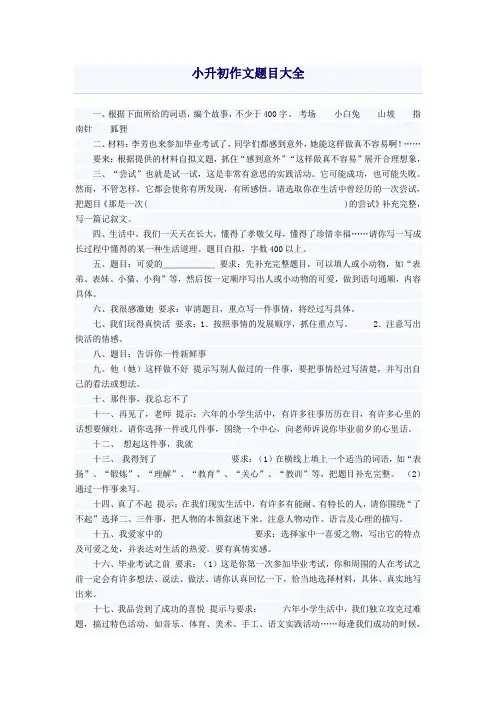 小升初作文题目大全