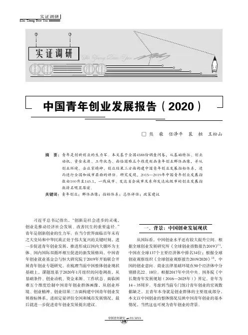 中国青年创业发展报告(2020)