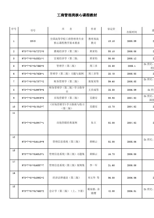 工商管理类核心课程教材