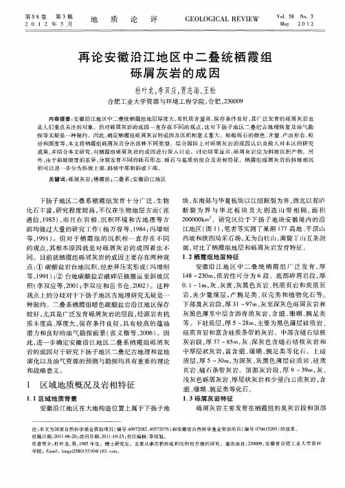 再论安徽沿江地区中二叠统栖霞组砾屑灰岩的成因