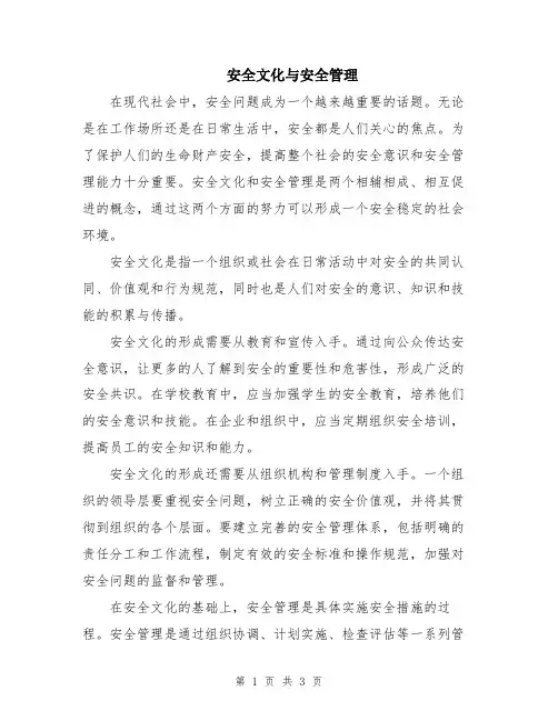 安全文化与安全管理