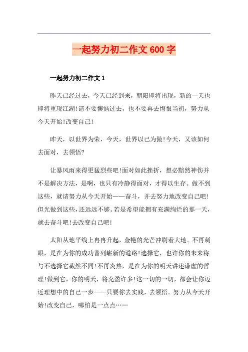 一起努力初二作文600字