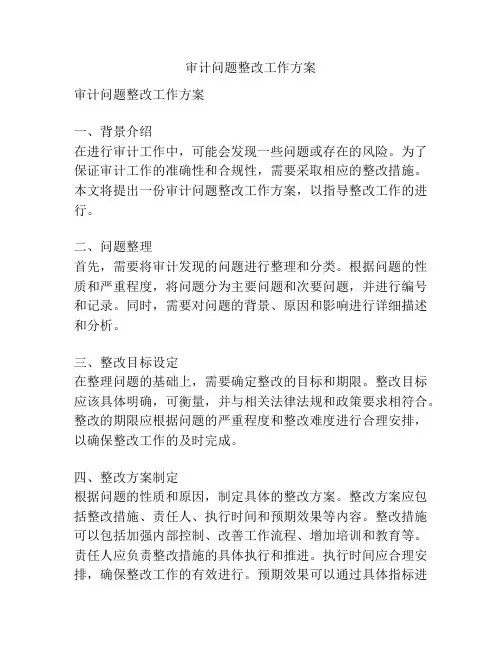 审计问题整改工作方案