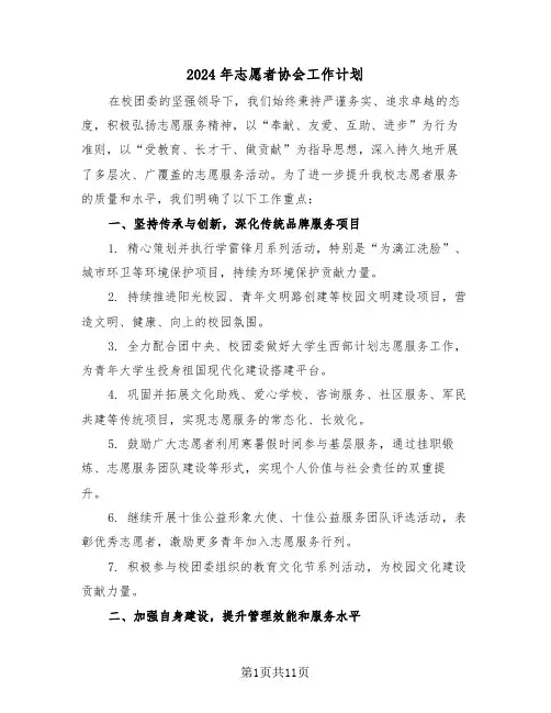 2024年志愿者协会工作计划（五篇）