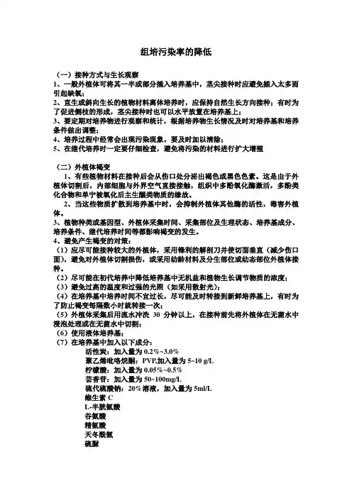 组培玻璃化苗等污染率的降低措施