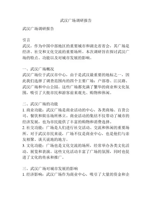 武汉广场调研报告