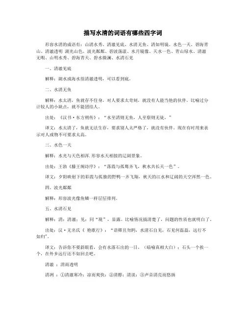 描写水清的词语有哪些四字词