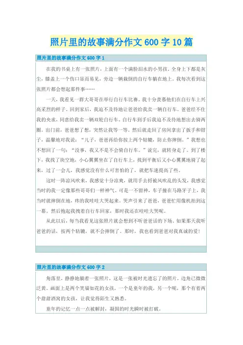 照片里的故事满分作文600字10篇