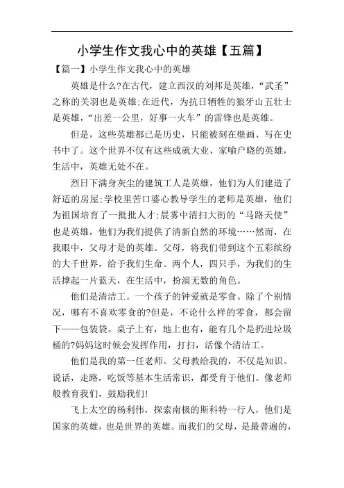 小学生作文我心中的英雄【五篇】