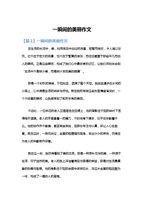 一瞬间的美丽作文