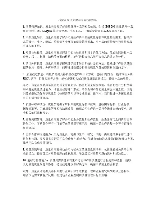 质量员岗位知识与专业技能知识