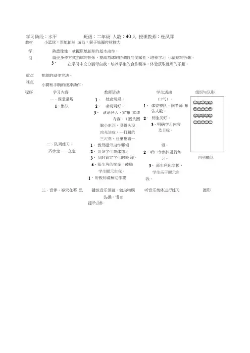 二年级原地拍球教案