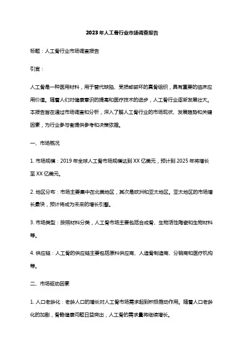 2023年人工骨行业市场调查报告