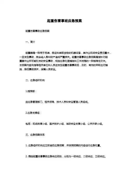 起重伤害事故应急预案