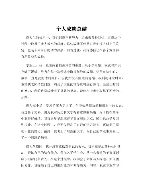 个人成就总结