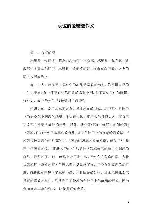 永恒的爱精选作文_1