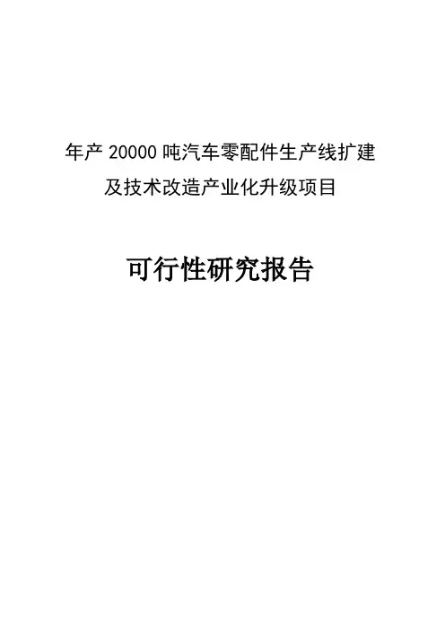 年产20000吨汽车零配件生产线扩建与技术改造产业化升级项目可行性研究报告