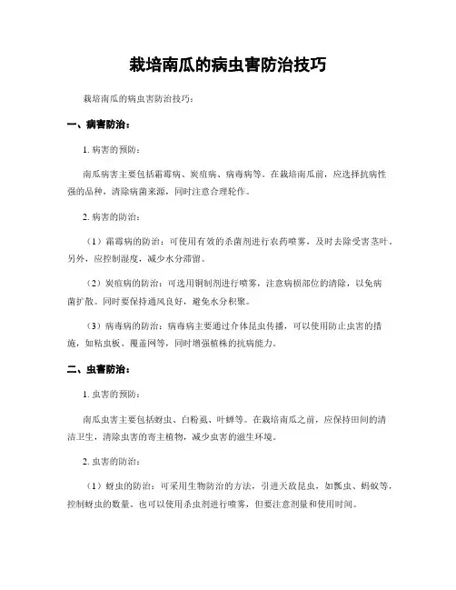 栽培南瓜的病虫害防治技巧