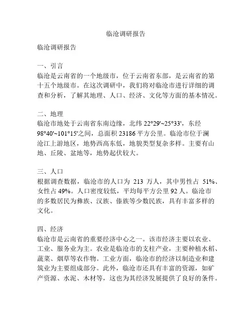 临沧调研报告