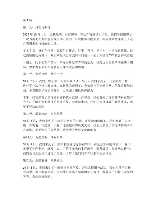 社会实践活动记录七天(3篇)
