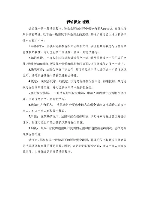 诉讼保全 流程