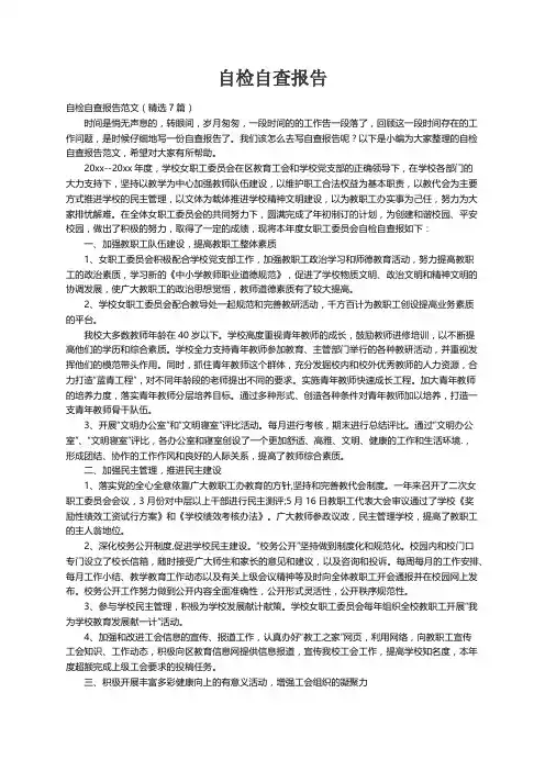 自检自查报告范文（精选7篇）