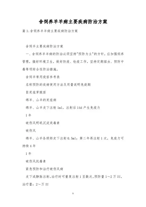 舍饲养羊羊病主要疾病防治方案