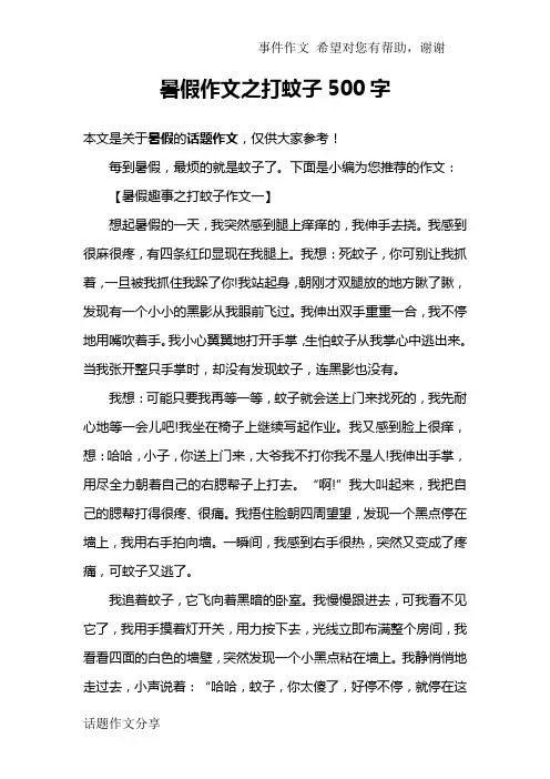 暑假作文之打蚊子500字