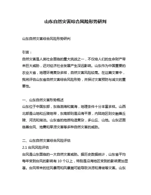 山东自然灾害综合风险形势研判