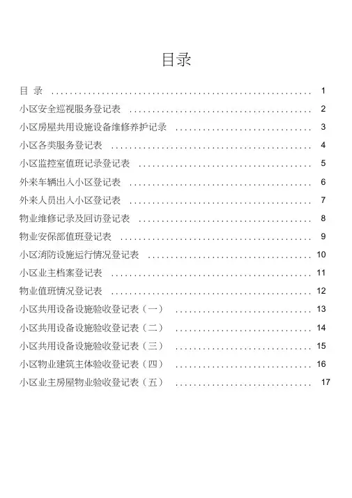 物业小区各项登记记录表